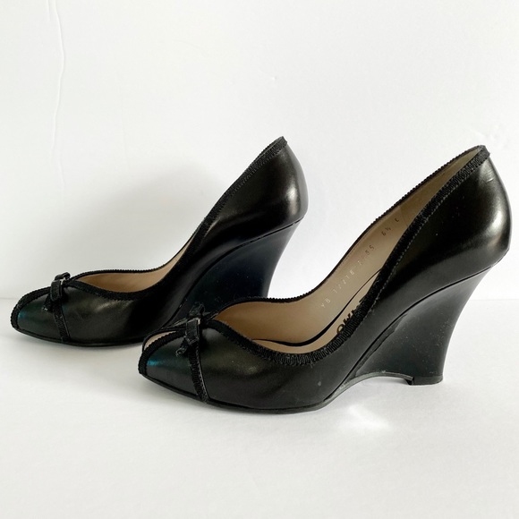 Salvatore Ferragamo ‘Genie’ Leather Peep-Toe Wedge - Picture 7 of 14